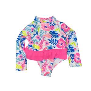 NWT Tommy Bahama Girls One piece long sleeve swimsuit with ruffle 12 months